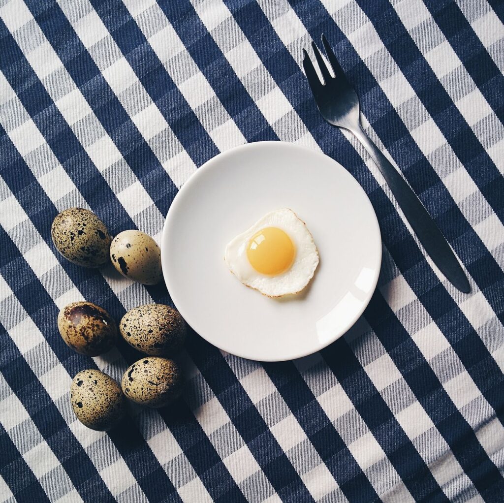 Fried quail eggs for breakfast
