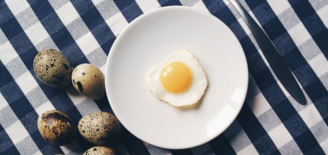 Fried quail eggs for breakfast